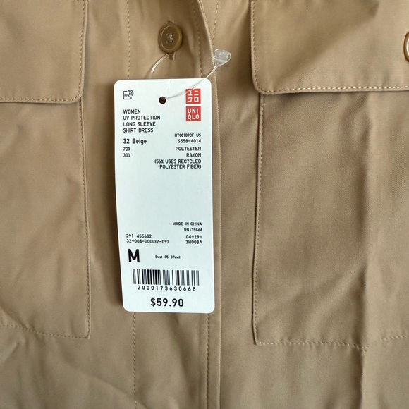 NWT Uniqlo UV Protection Long sleeve shirt dress Size M - Picture 4 of 5